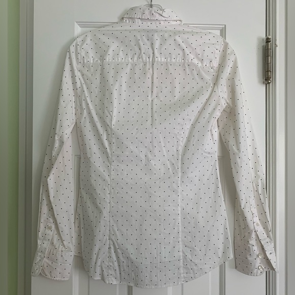 White with Black Polka Dot J Crew Factory Haberdashery Button Down Shirt - Picture 3 of 4